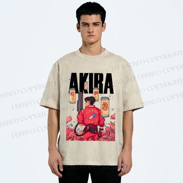Unisex Akira Printed Washed Tee