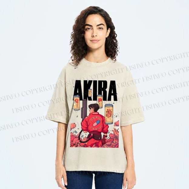 Unisex Akira Printed Washed Tee