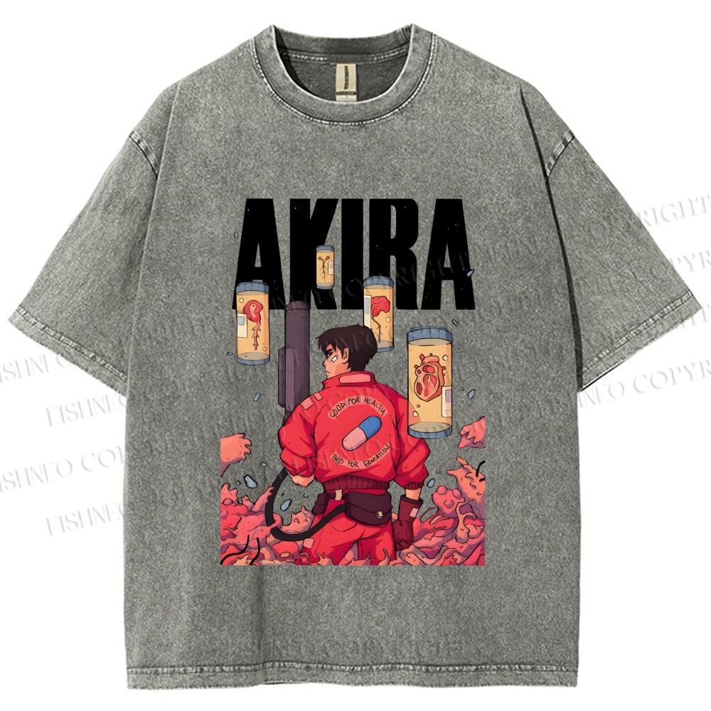 Unisex Akira Printed Washed Tee