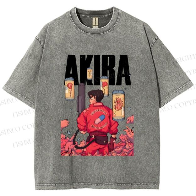 Unisex Akira Printed Washed Tee