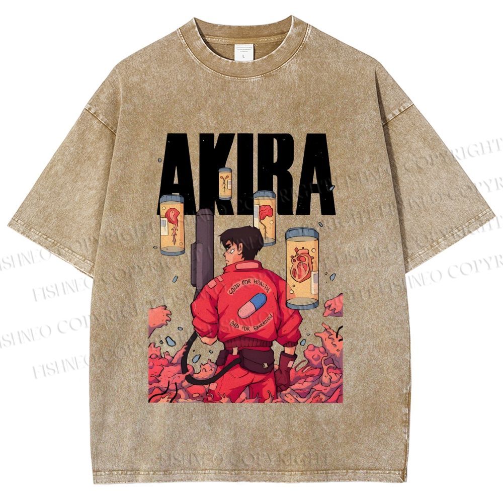 Unisex Akira Printed Washed Tee