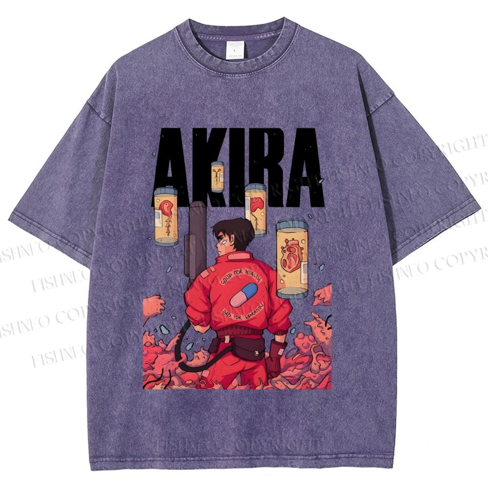 Unisex Akira Printed Washed Tee