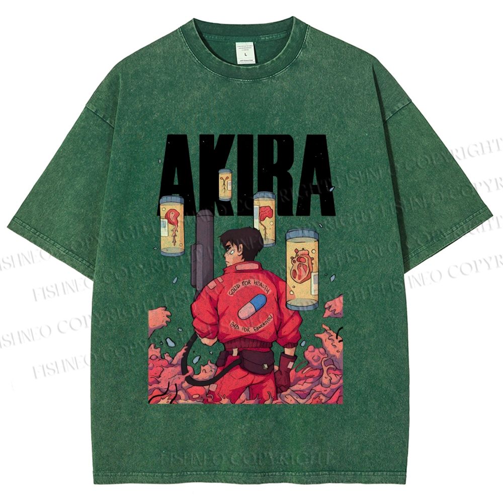 Unisex Akira Printed Washed Tee