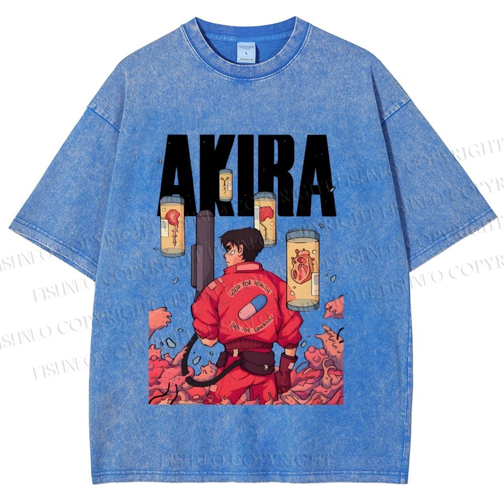 Unisex Akira Printed Washed Tee