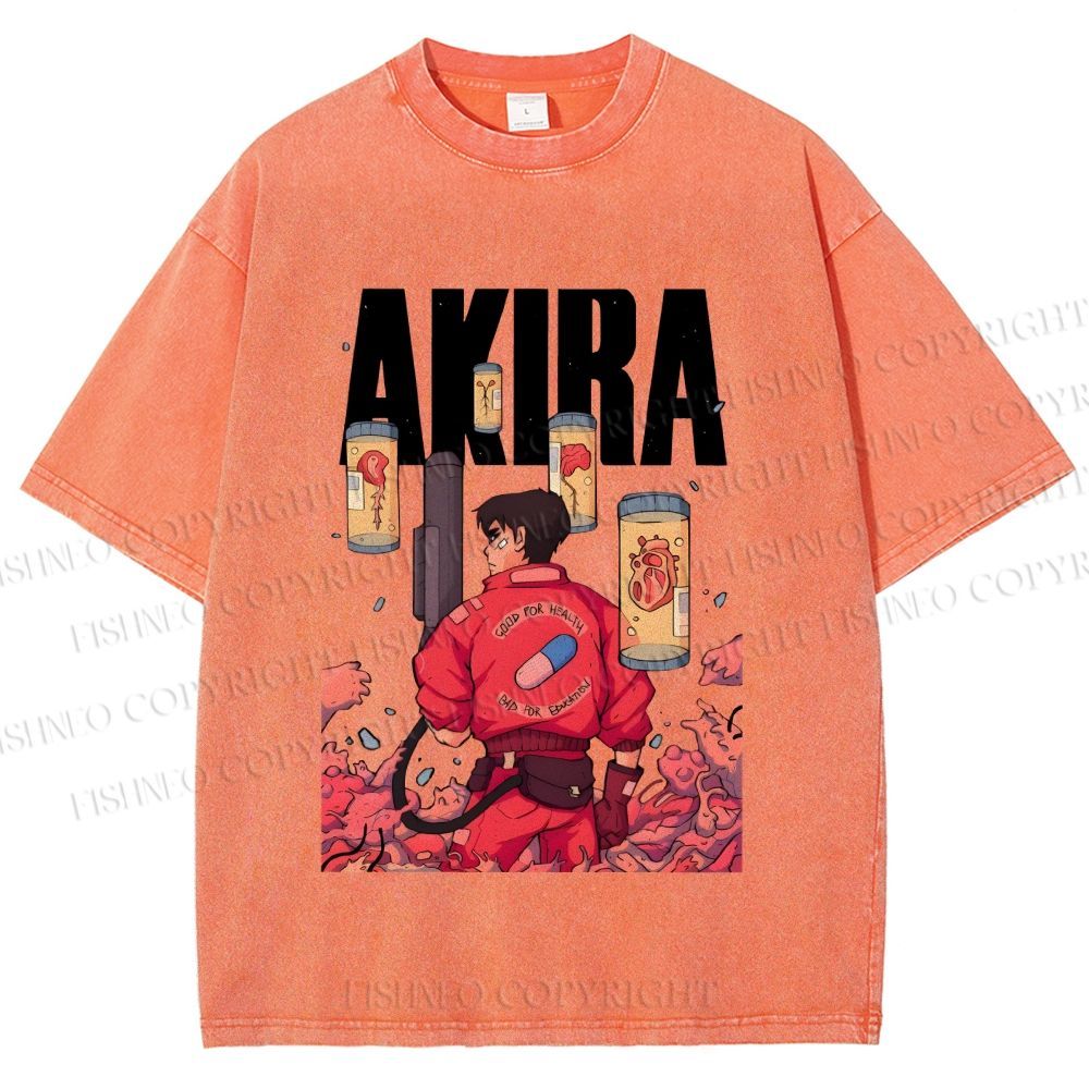 Unisex Akira Printed Washed Tee