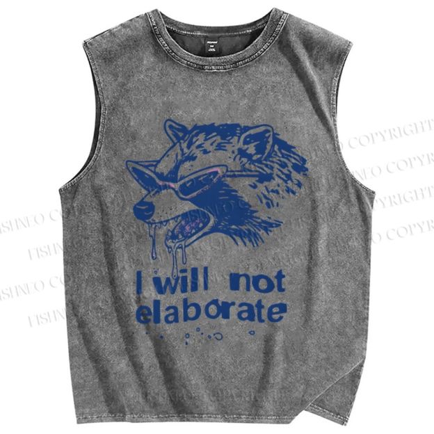 Unisex Crazy Opossum Cool I Will Not Elaborate Printed Washed Tank Top