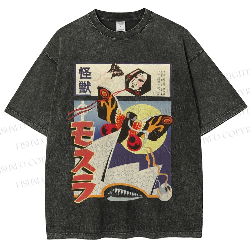 Unisex Godzilla vs Mothra Printed Washed Tee