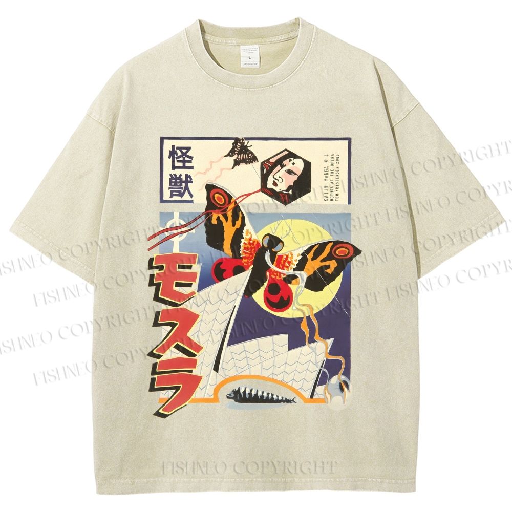 Unisex Godzilla vs Mothra Printed Washed Tee