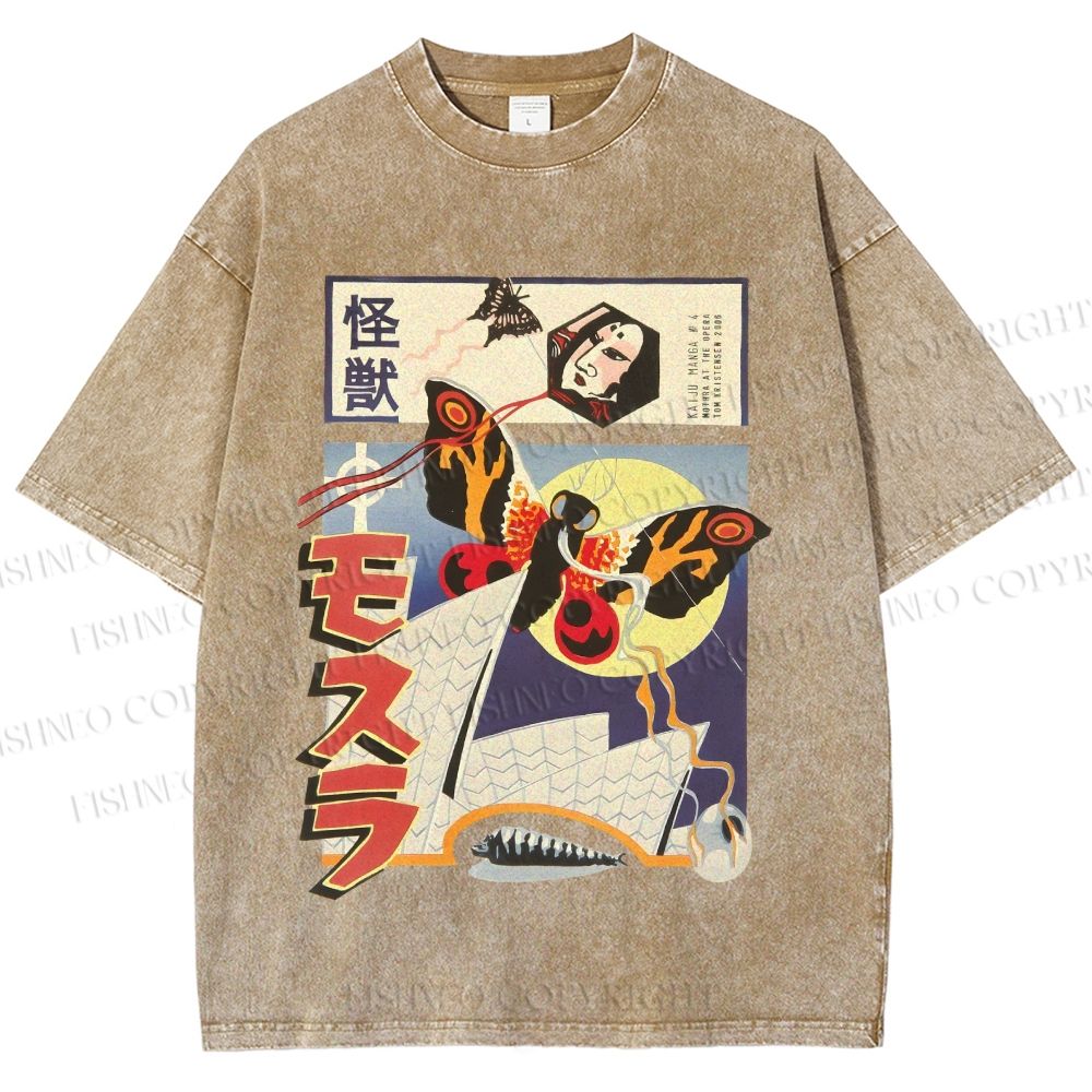 Unisex Godzilla vs Mothra Printed Washed Tee