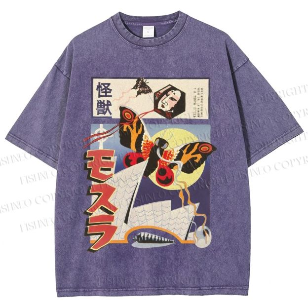 Unisex Godzilla vs Mothra Printed Washed Tee