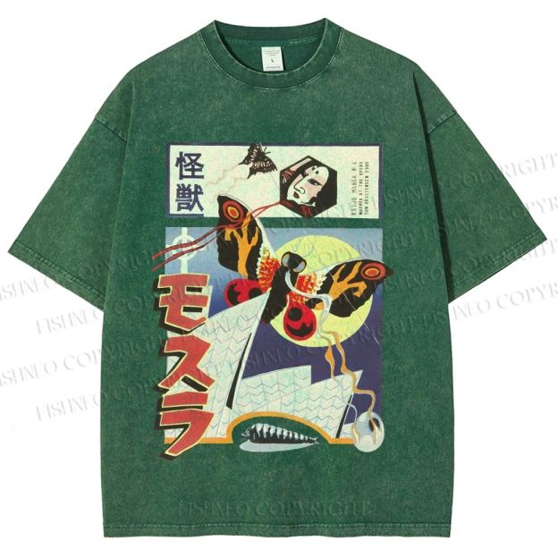 Unisex Godzilla vs Mothra Printed Washed Tee