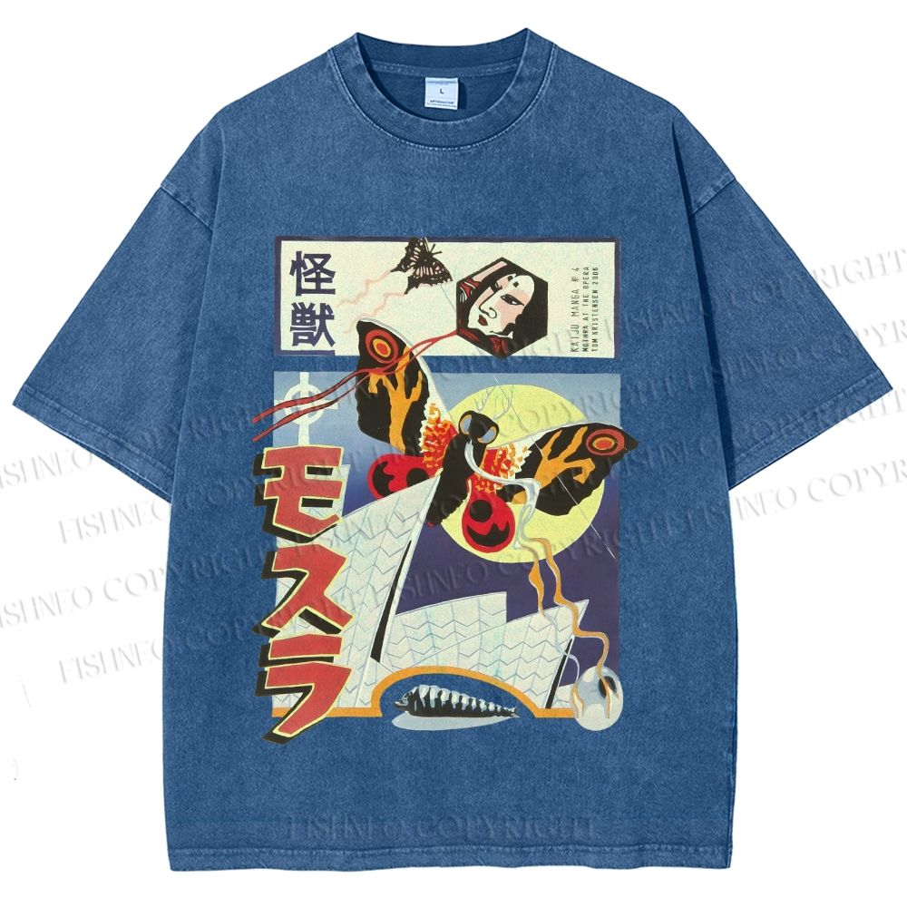 Unisex Godzilla vs Mothra Printed Washed Tee