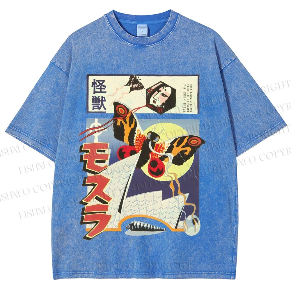 Unisex Godzilla vs Mothra Printed Washed Tee