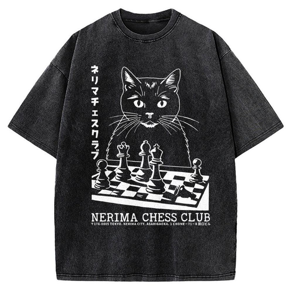 Cat Chess Club Vintage Washed T-shirt