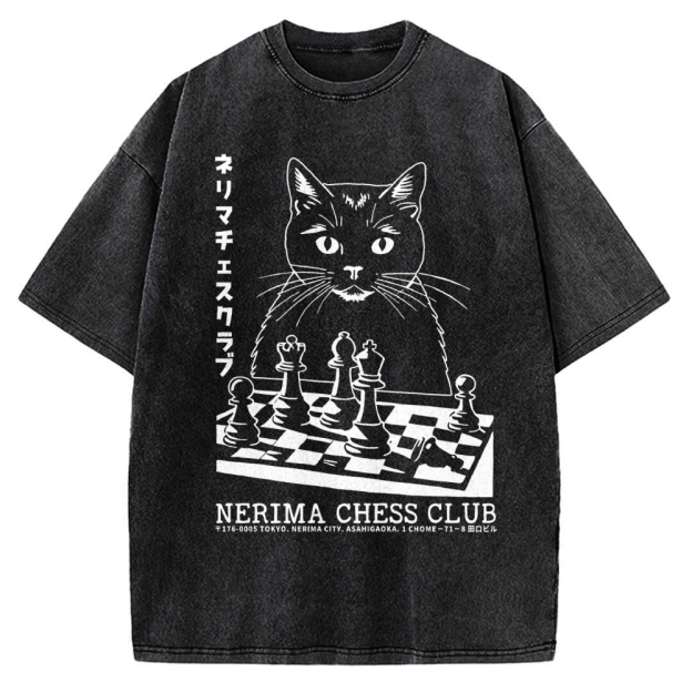 Cat Chess Club Vintage Washed T-shirt
