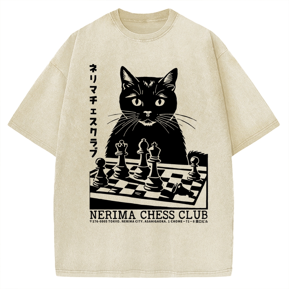 Cat Chess Club Vintage Washed T-shirt