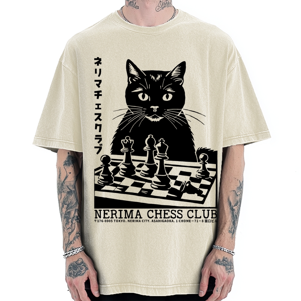 Cat Chess Club Vintage Washed T-shirt