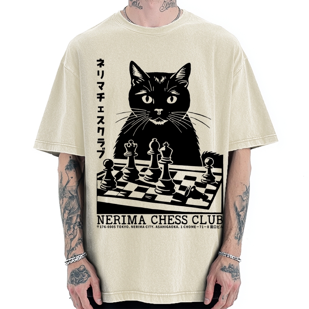 Cat Chess Club Vintage Washed T-shirt