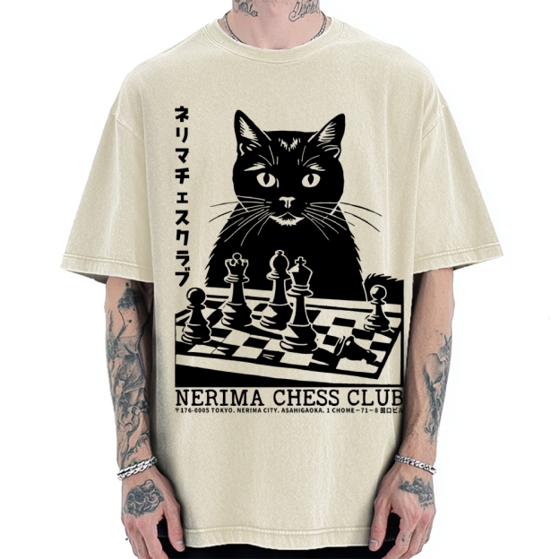 Cat Chess Club Vintage Washed T-shirt