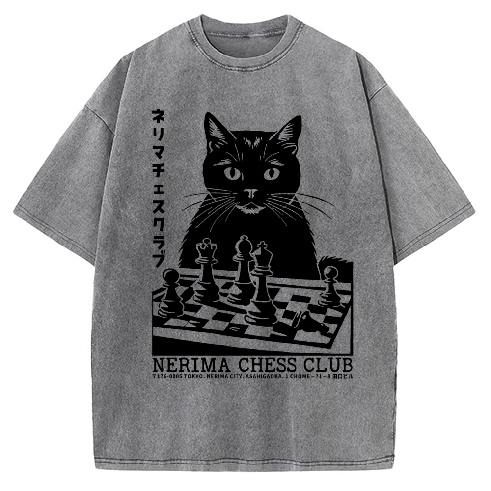 Cat Chess Club Vintage Washed T-shirt