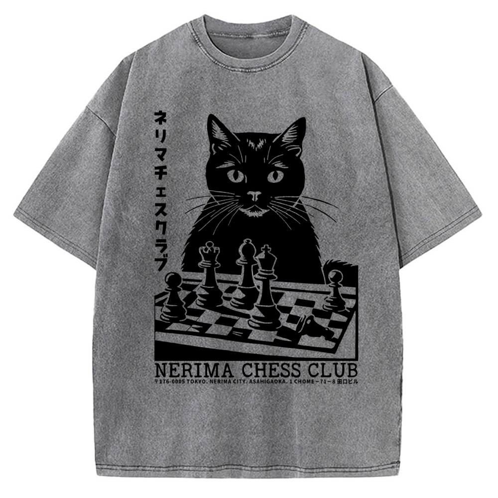 Cat Chess Club Vintage Washed T-shirt