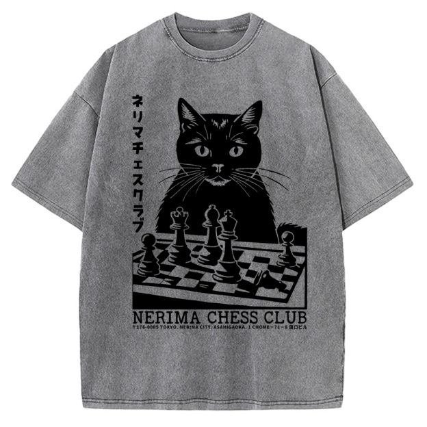 Cat Chess Club Vintage Washed T-shirt