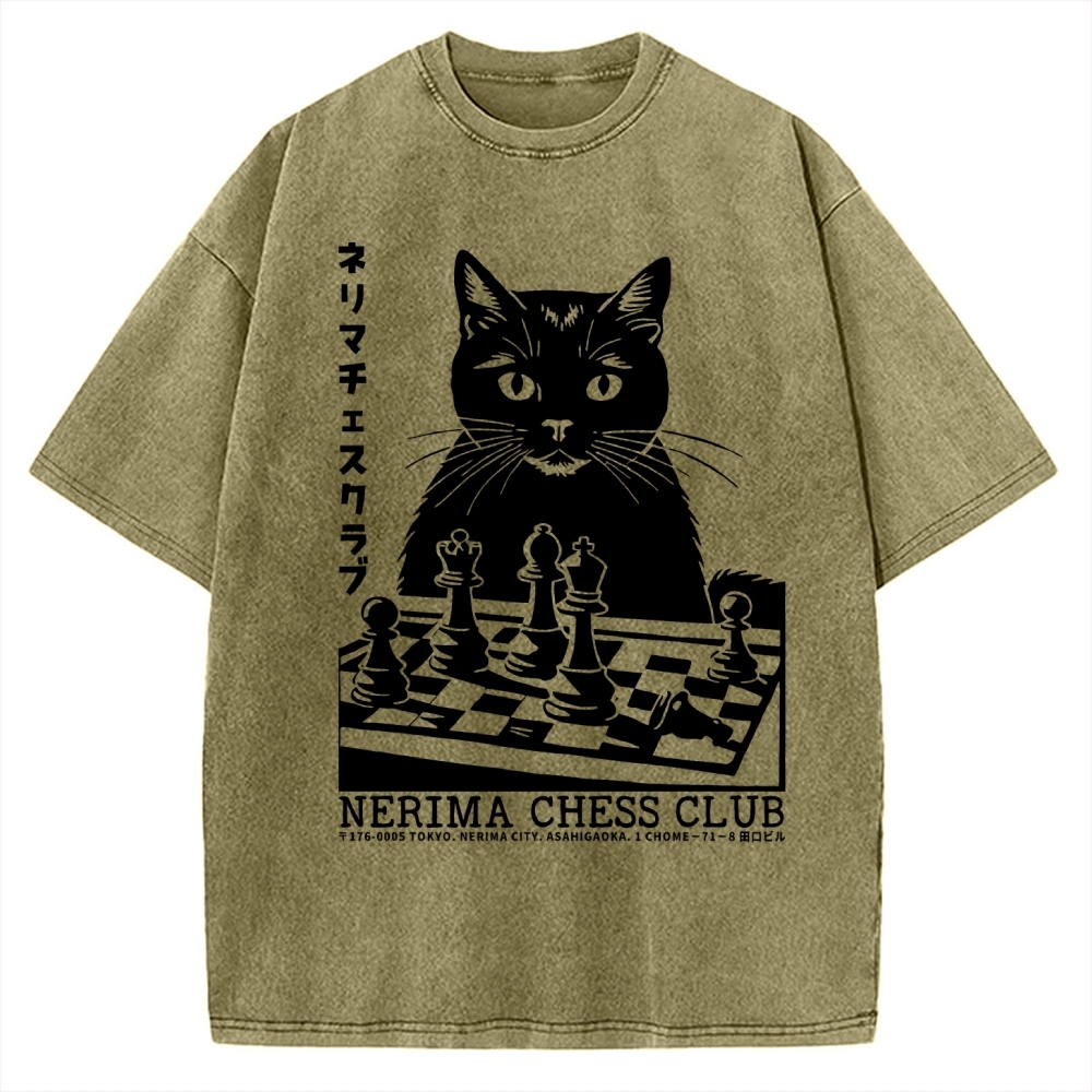 Cat Chess Club Vintage Washed T-shirt