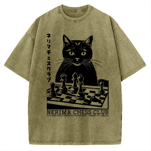 Cat Chess Club Vintage Washed T-shirt