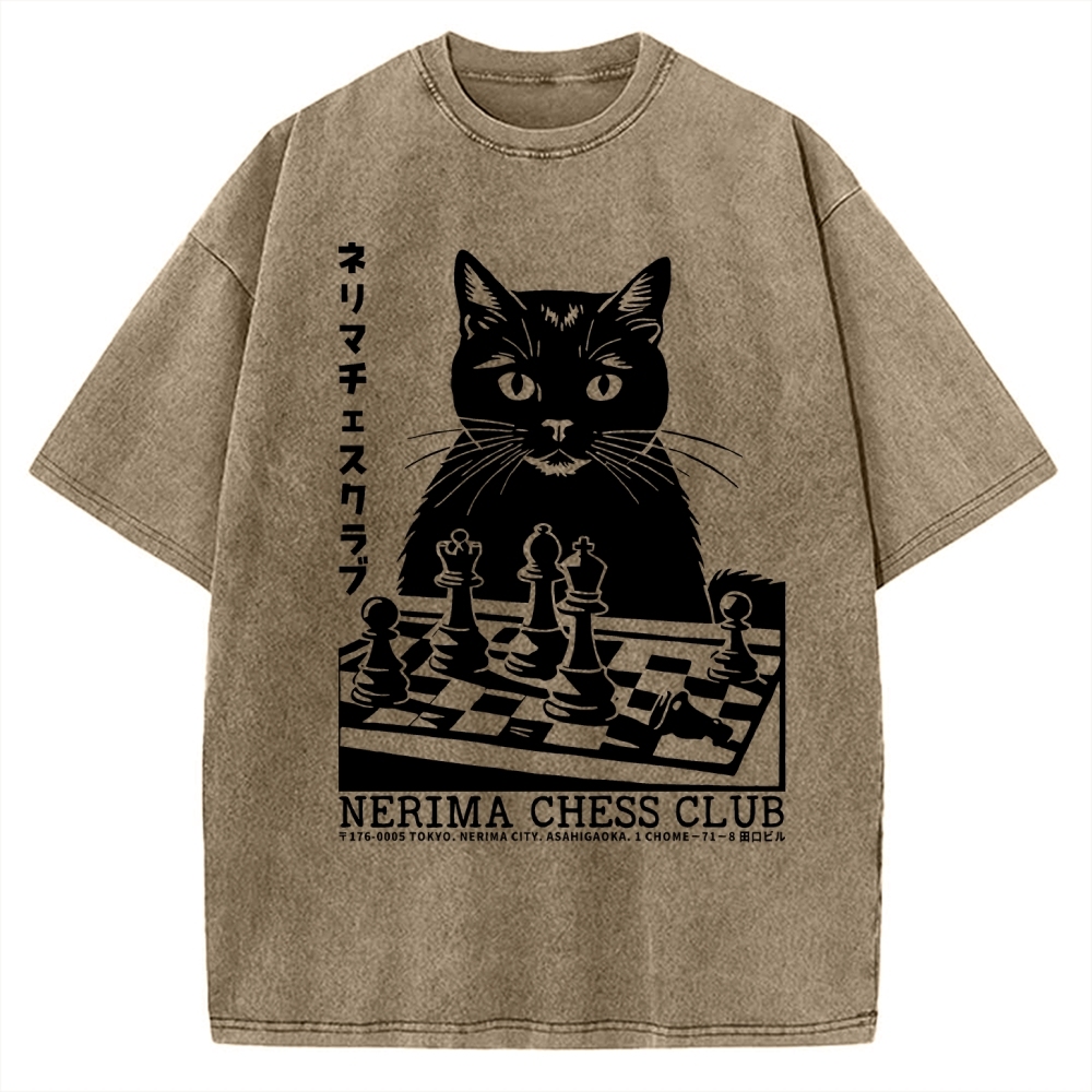 Cat Chess Club Vintage Washed T-shirt