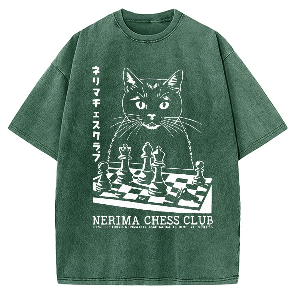 Cat Chess Club Vintage Washed T-shirt