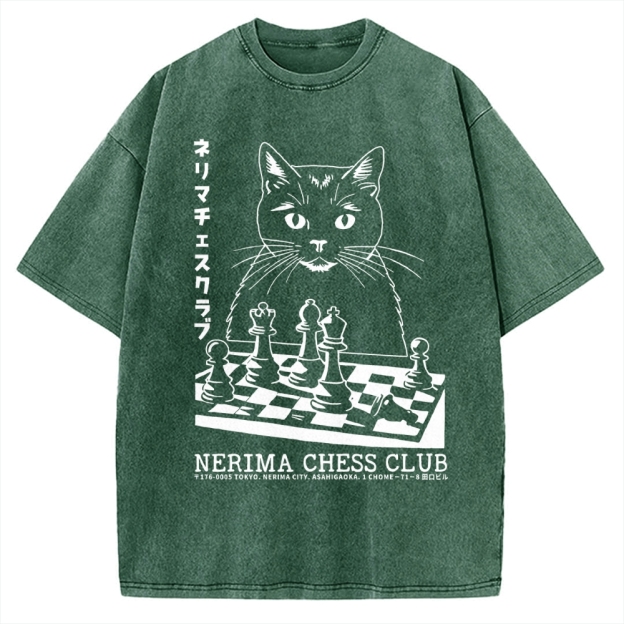 Cat Chess Club Vintage Washed T-shirt