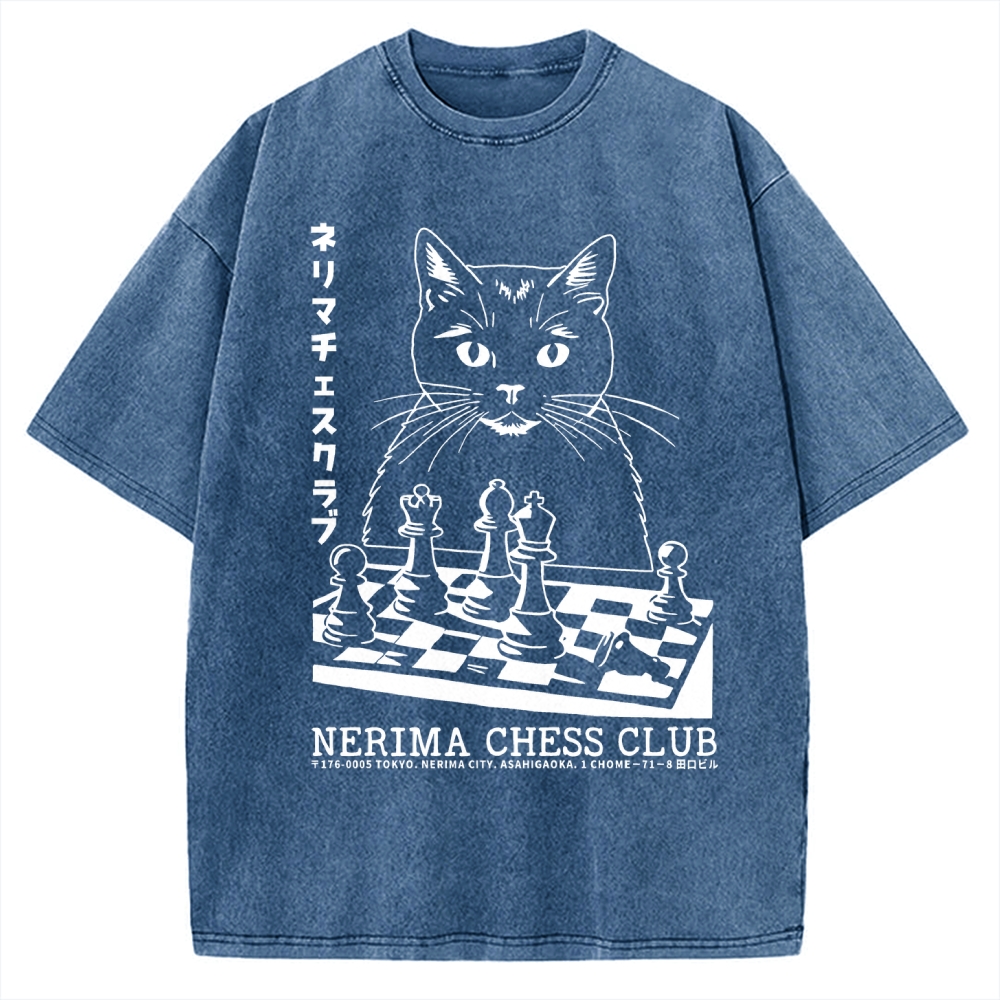 Cat Chess Club Vintage Washed T-shirt