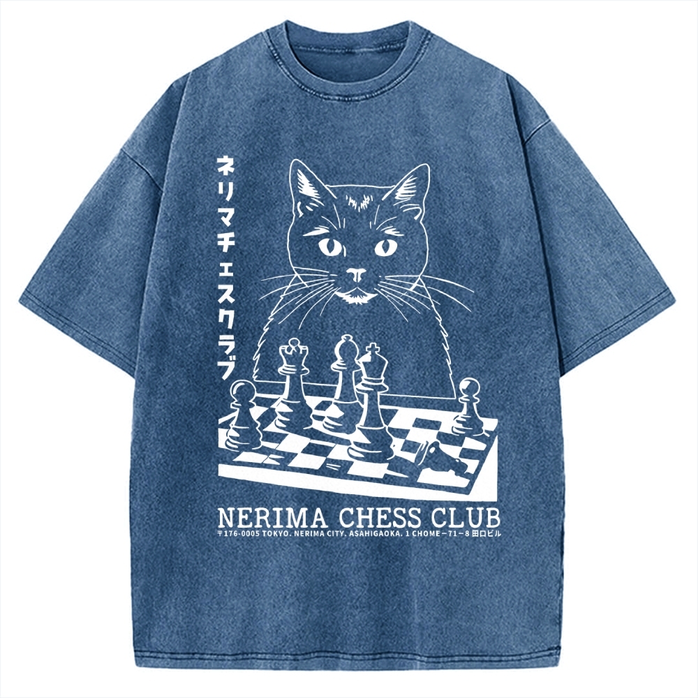 Cat Chess Club Vintage Washed T-shirt