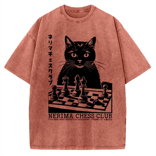 Cat Chess Club Vintage Washed T-shirt