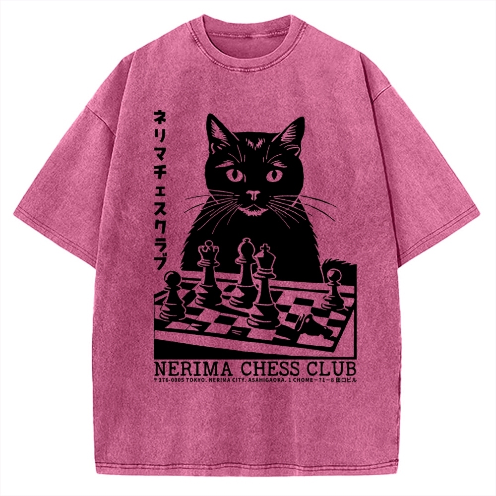 Cat Chess Club Vintage Washed T-shirt