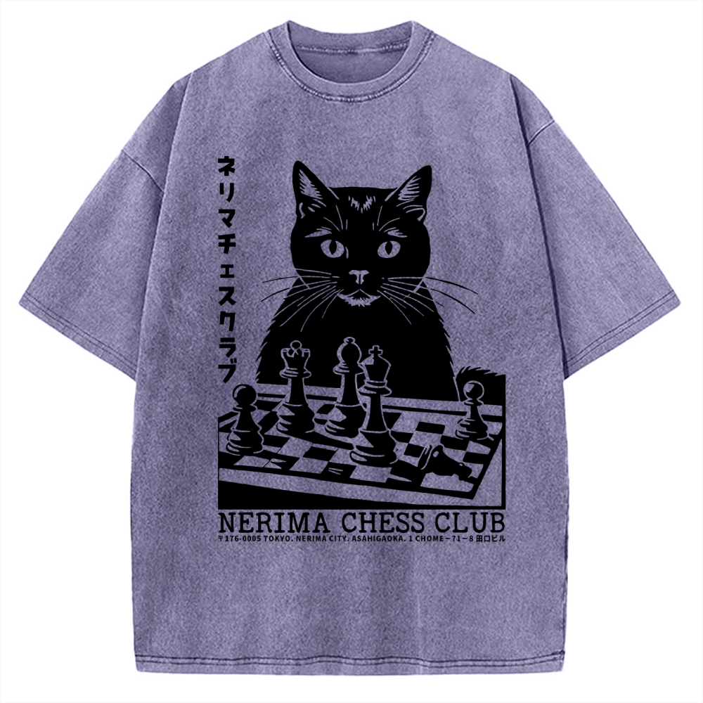 Cat Chess Club Vintage Washed T-shirt