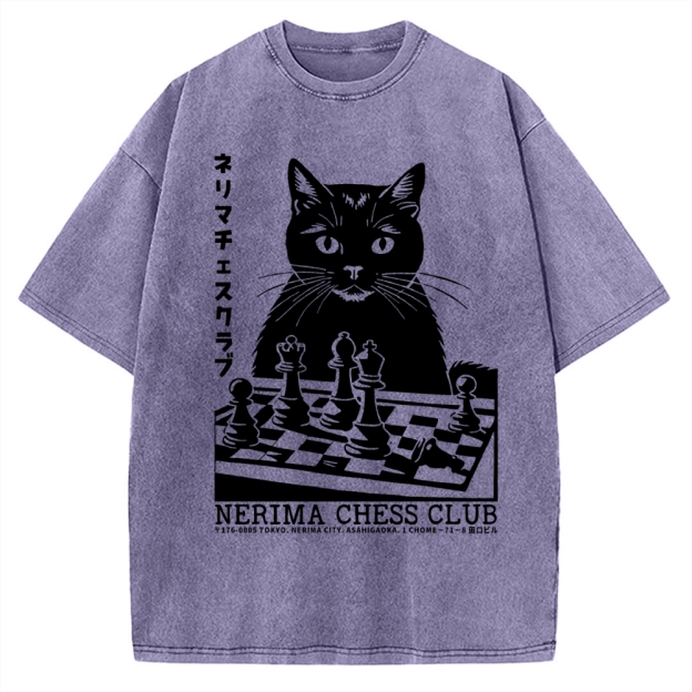 Cat Chess Club Vintage Washed T-shirt