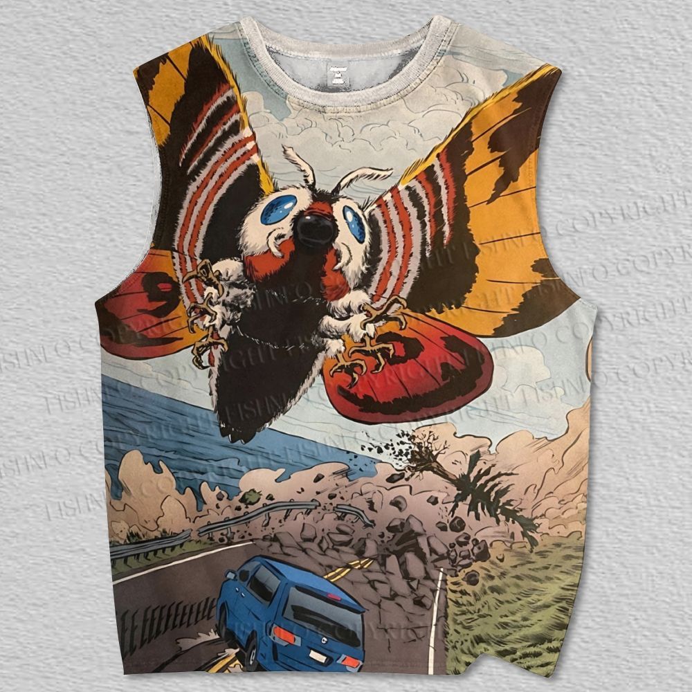 Unisex Godzilla vs Mothra Printed Tank Top