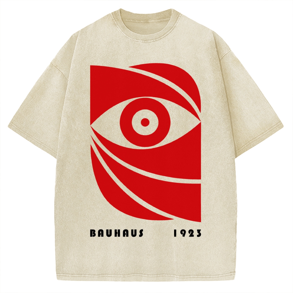 Unisex Bauhaus Eye Printed Washed T-shirt