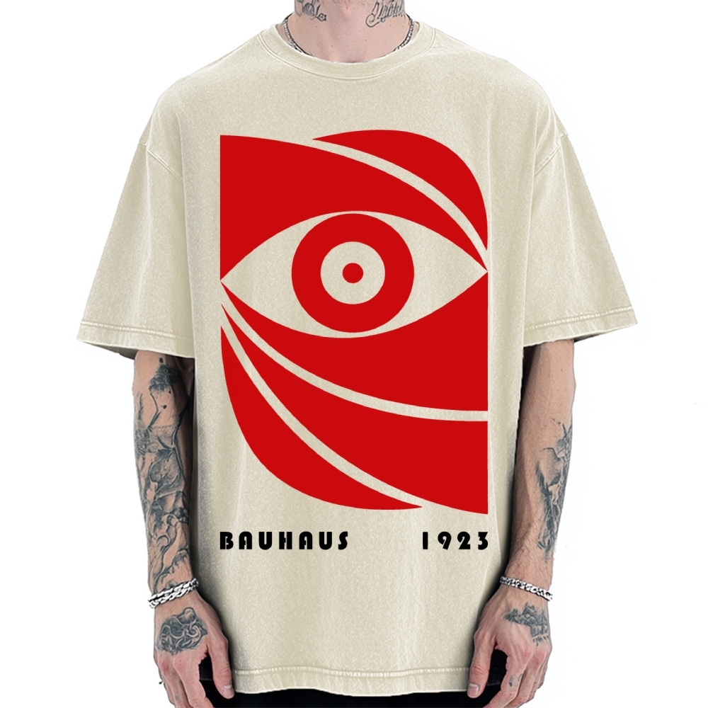 Unisex Bauhaus Eye Printed Washed T-shirt