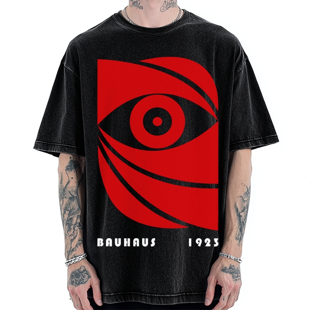 Unisex Bauhaus Eye Printed Washed T-shirt