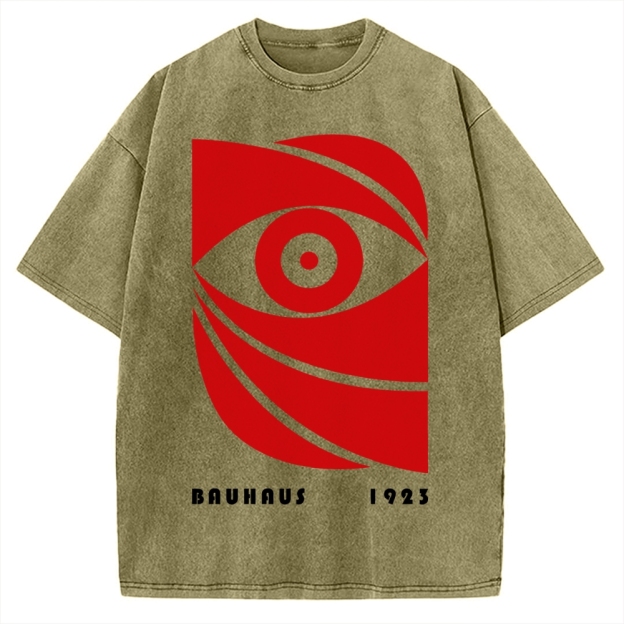 Unisex Bauhaus Eye Printed Washed T-shirt