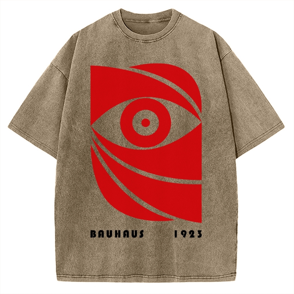 Unisex Bauhaus Eye Printed Washed T-shirt