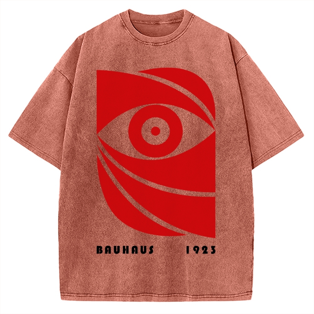 Unisex Bauhaus Eye Printed Washed T-shirt