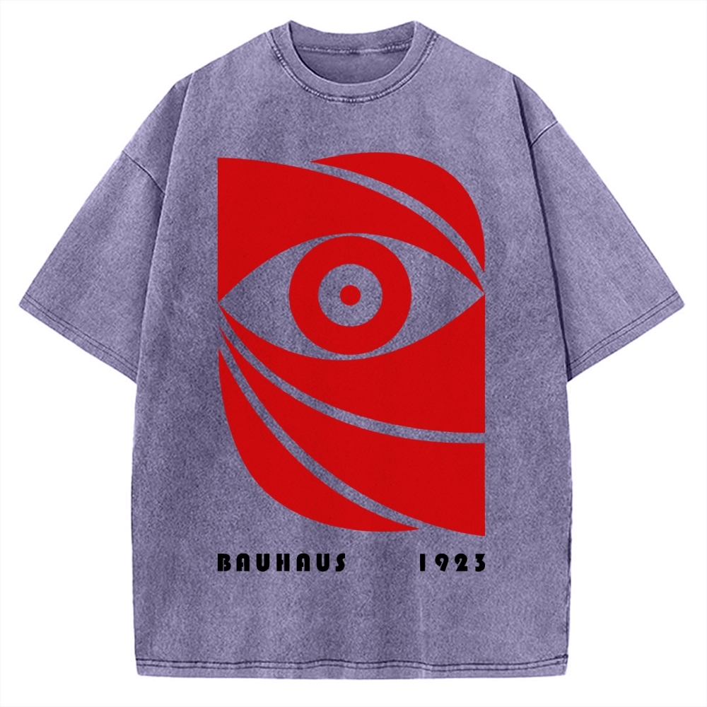 Unisex Bauhaus Eye Printed Washed T-shirt