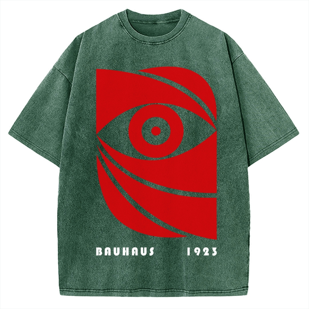 Unisex Bauhaus Eye Printed Washed T-shirt