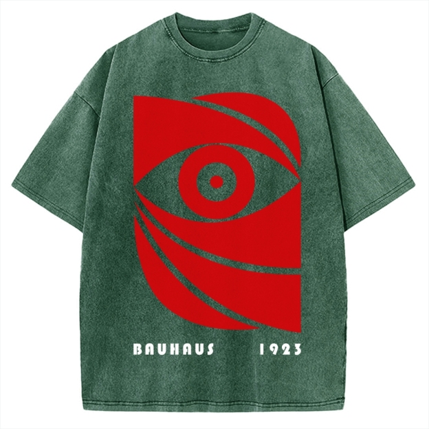 Unisex Bauhaus Eye Printed Washed T-shirt