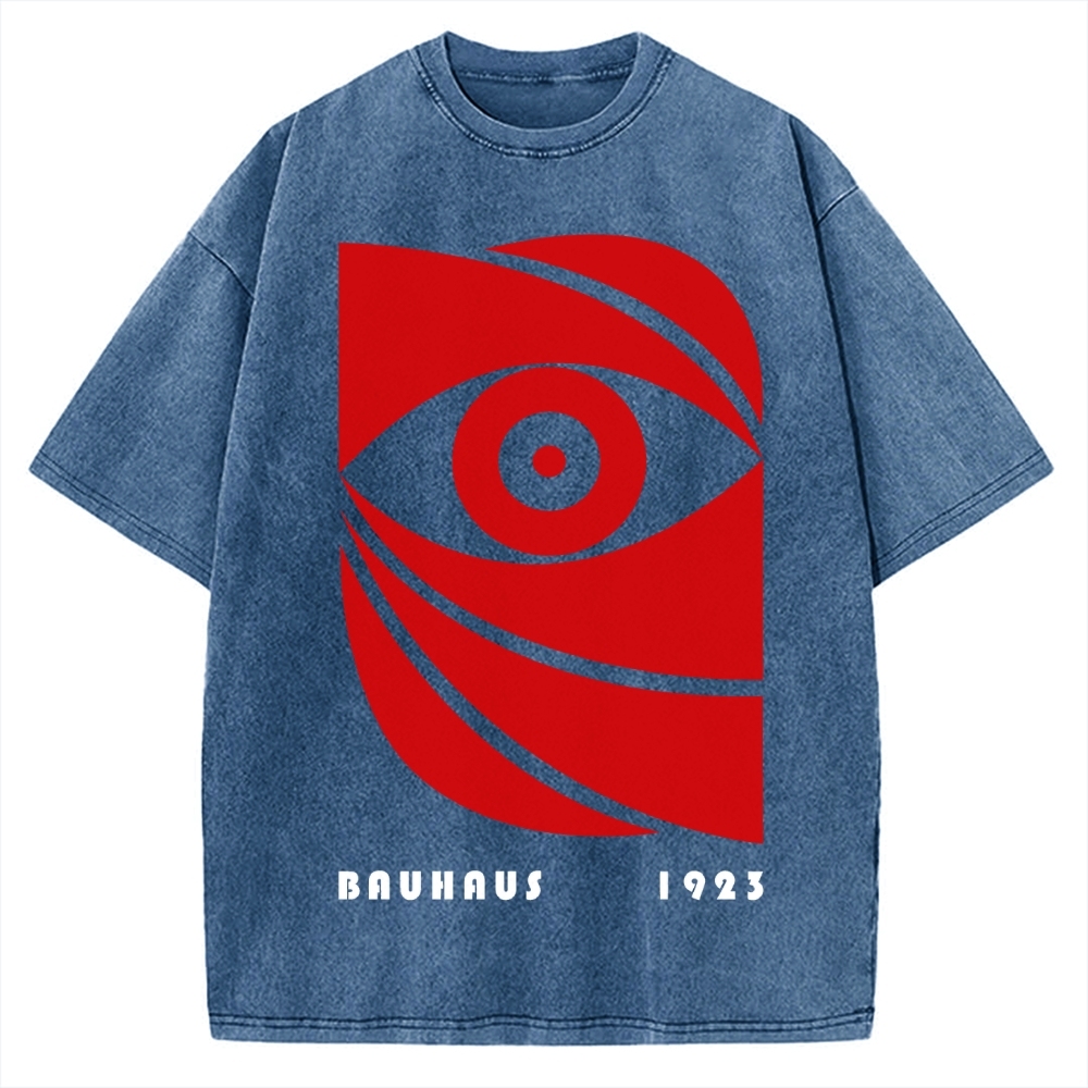 Unisex Bauhaus Eye Printed Washed T-shirt