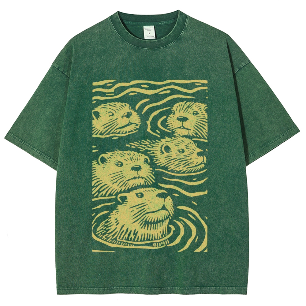 Woodcut Otter Washed T-Shirt
