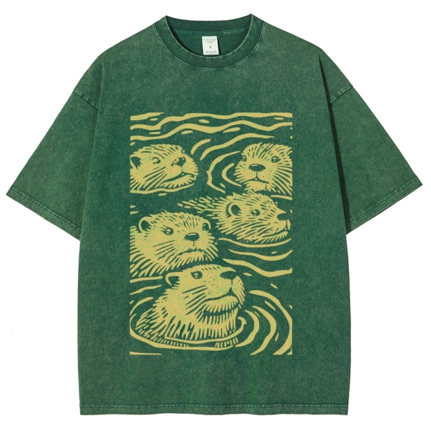 Woodcut Otter Washed T-Shirt